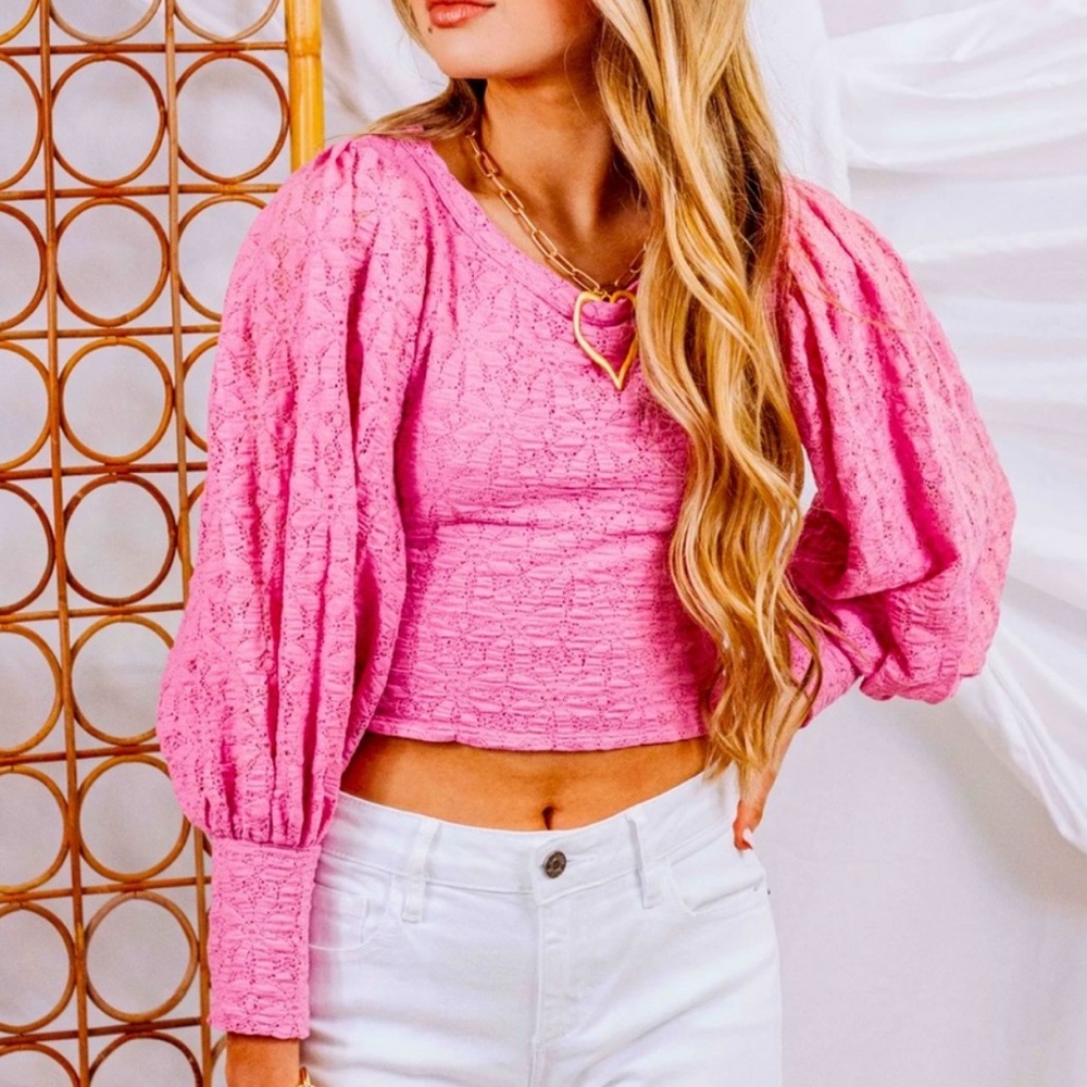 Free People Tea Time Crop Top in Plumeria Pink NWT